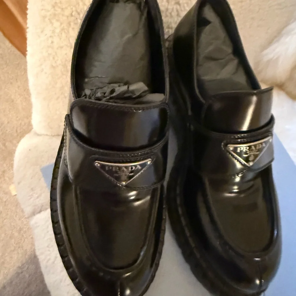 Prada Brushed Leather Loafers - Picture 6 of 10